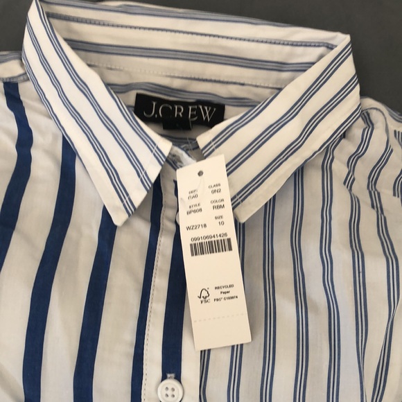 J Crew striped blue blouse size 10 brand new - Picture 3 of 4